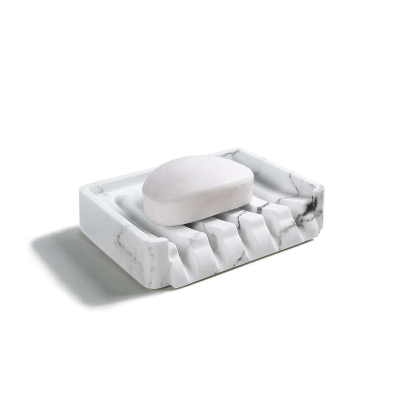 Alban Classic Kitchen/Bathroom Faux Marble Soap/Sponge Drainer Holder, White