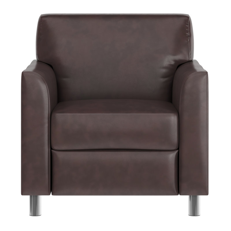 Chaise Adrey LeatherSoft avec structure aux coutures épurées, Brun, Chrome chrome