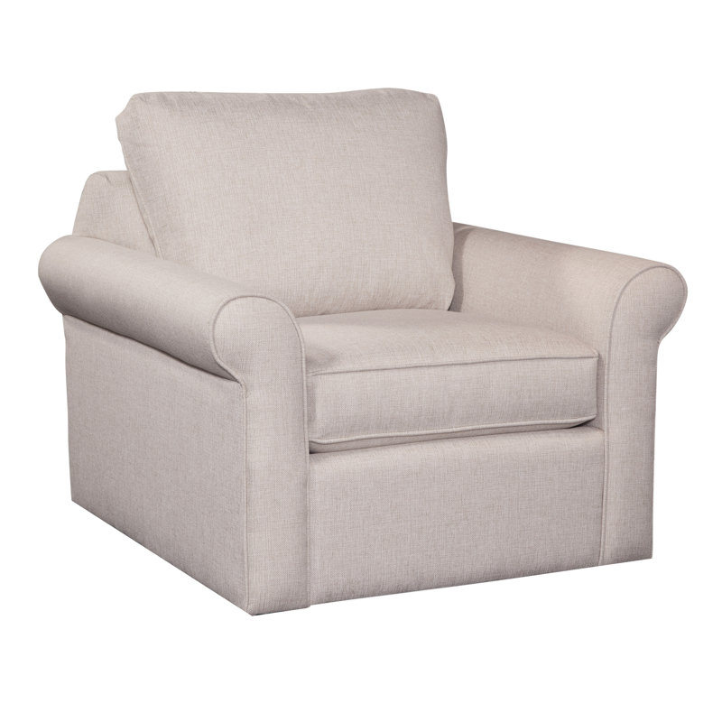 Park Lane Upholstered Swivel Armchair, Beige Performance Fabric; 0851-73