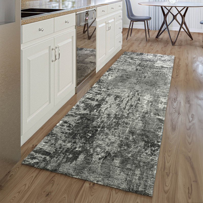 Premium Machine Washable Prisco Gray Rug, Runner 2'3" x 7'6"