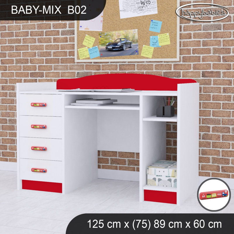 125cm Computer Desk, Red