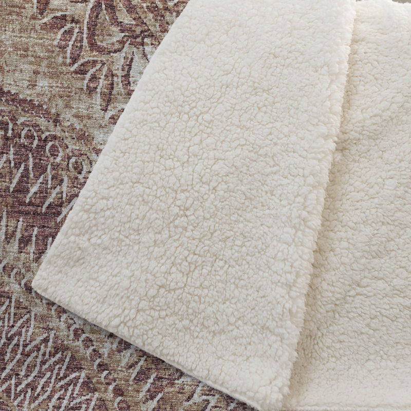 Couverture Sherpa rouge One Pixie Street 50 po x 70 po, rouge, Paprika; épice; beige
