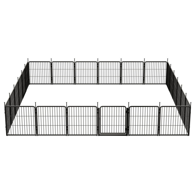 Multi-sized Metal Dog Exercise Pen Panels with 3 Doors, 24'' H X 532.8'' W X 0.63'' D