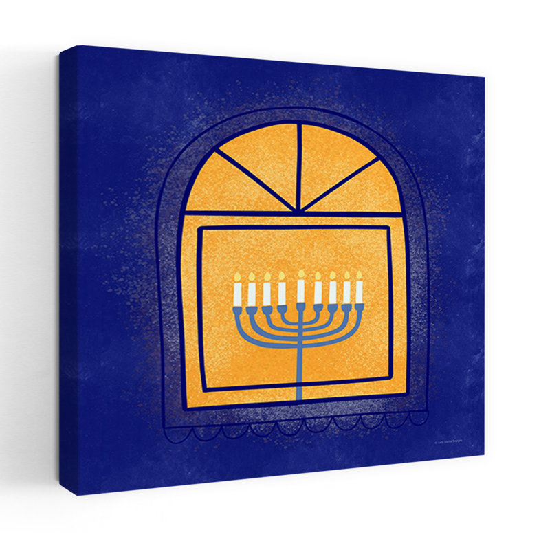 Fenêtre, menorah, art contemporain abstrait, H 18 po x l 18 po