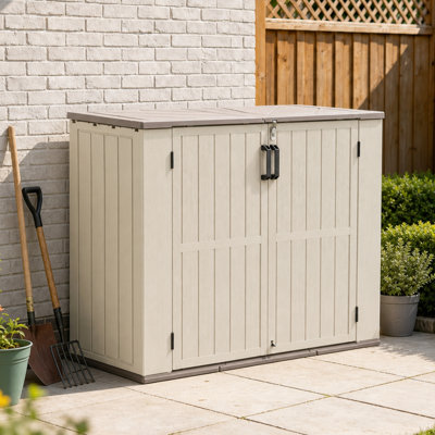 Large Outdoor Storage Box, Weatherproof Resin Deck Box with Gas Spring Lid, White