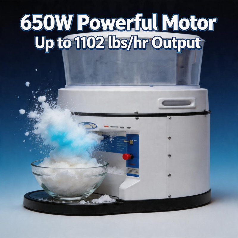 Machine commerciale de broyage de glace, puissance 1102 LBS / HR, moteur 650 W, trémie 17,6 LB, texture réglable, acier inoxydable