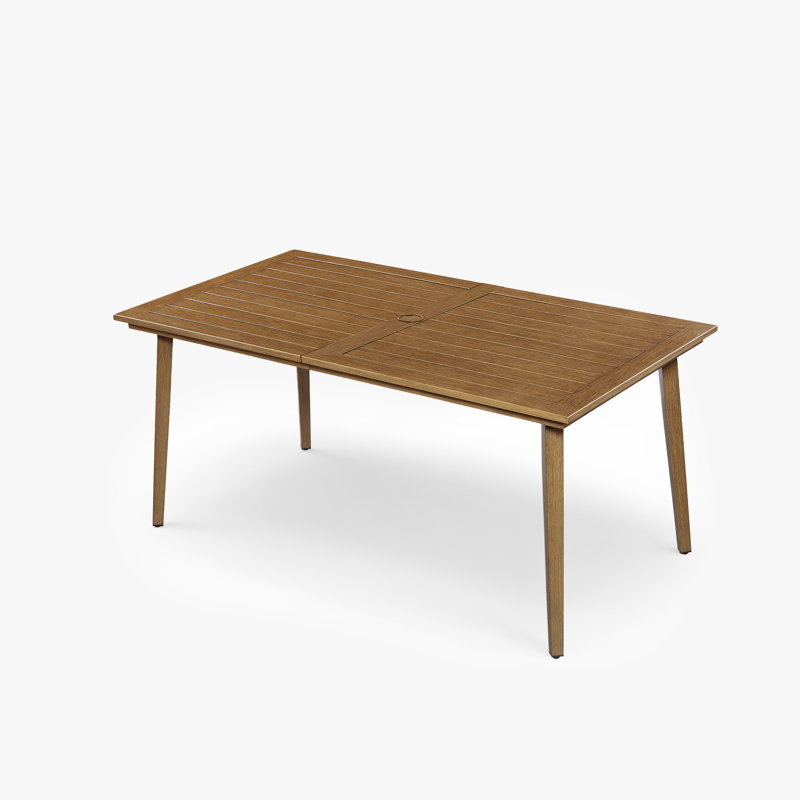 Table de salle à manger d'extérieur en aluminium SeeHill avec trou pour parasol de 2,2 po et hauteur réglable