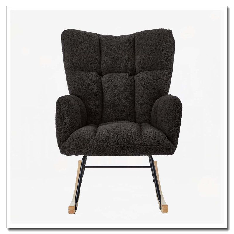 Chaise berçante en tissu Teddy, Gris foncé