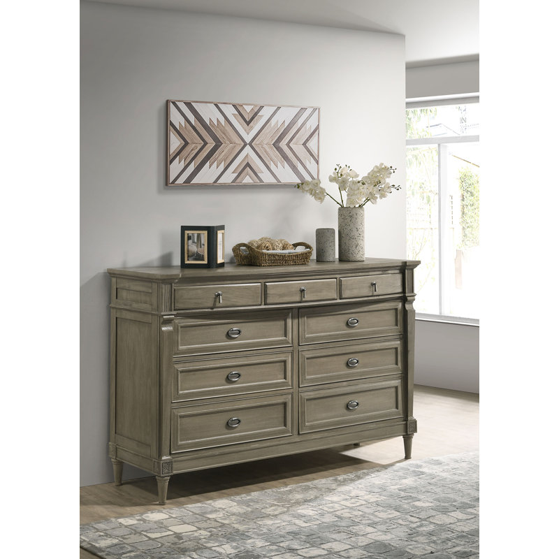 Commode 9 tiroirs Velanie gris français