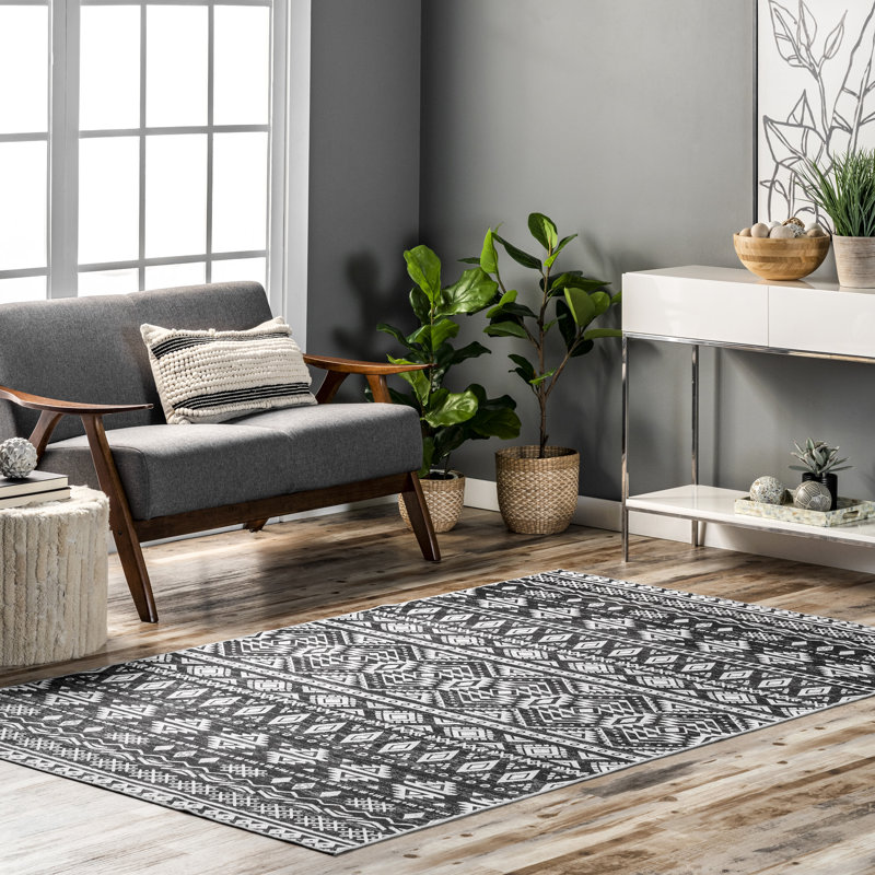 Tapis lavable à la machine Hobley Tribal, Rectangle 6 pi x 9 pi
