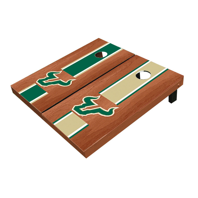Planches de cornhole à rayures 2 'x 3' NCAA, USF Bulls, Bois de rose alternant