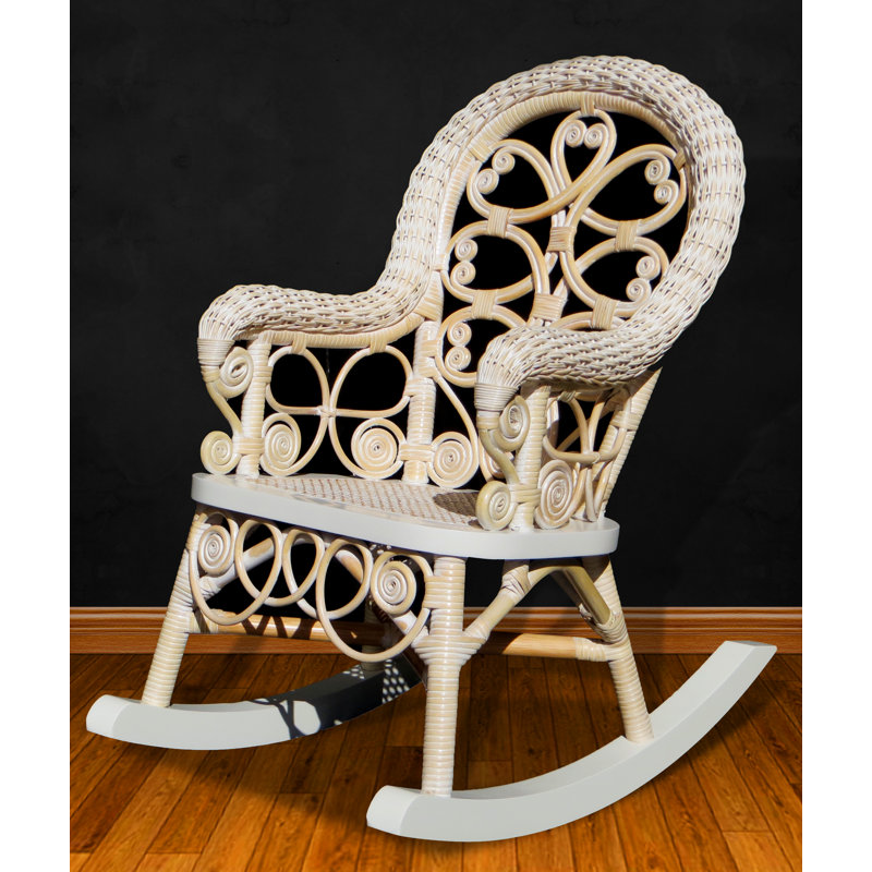 Chaise berçante en osier pour enfant Deas, Blanc délavé