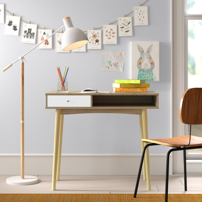 Maze Solid Wood Base Writing Desk, Beige