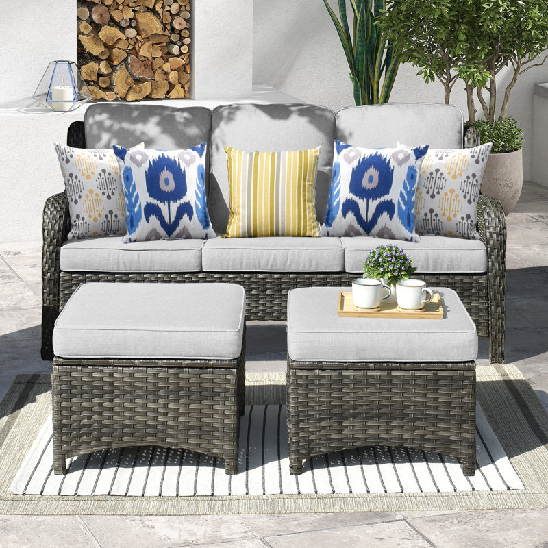 Peridot 72.83'' Wide Straight Patio Sofa with Cushions, Gray