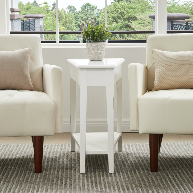 Table de coin inclinable en bois massif, Blanc