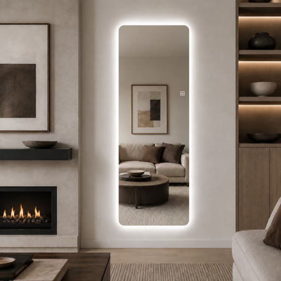 Miroir à DEL pleine longueur avec 3 lumières à intensité variable de couleur à fixation murale ou sur pied pour le vestiaire de la chambre à coucher