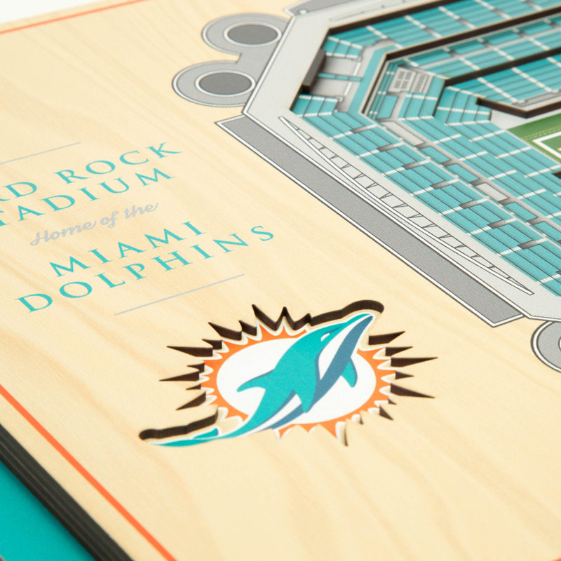 NFL 5-Layer Stadiumview Wall Art, Miami Dolphins, Teal