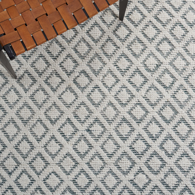 Vermont Hand Woven Wool Geometric Rug, Square 6'
