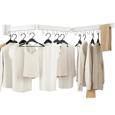 3-Fold Wall Mount Clothes Drying Rack, Drill & No Drill Two Installation Options