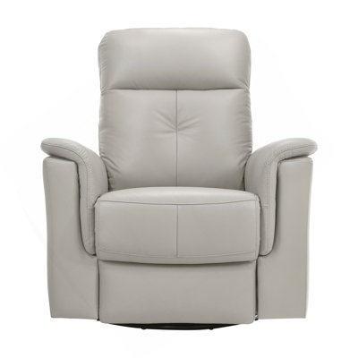 Silver Color Leather Upholstered Reclining Chair Swivel Glider Motion Modern Living Room Furniture Comfort Chair 1Pc