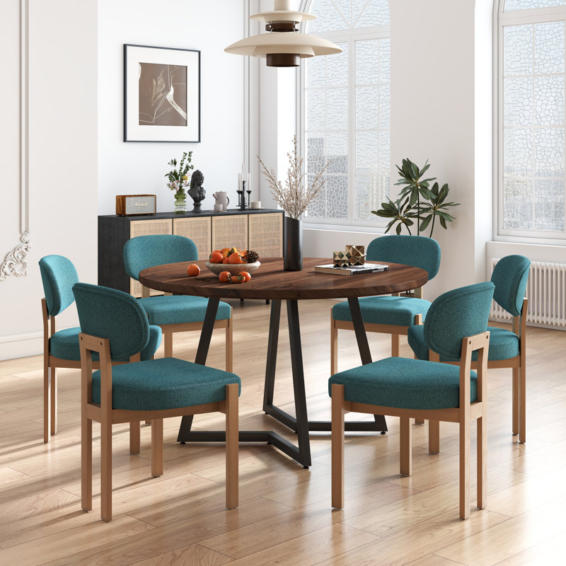 Ensemble de table de salle à manger 47,2 pouces, Sarcelle, Noyer / bois, En bois