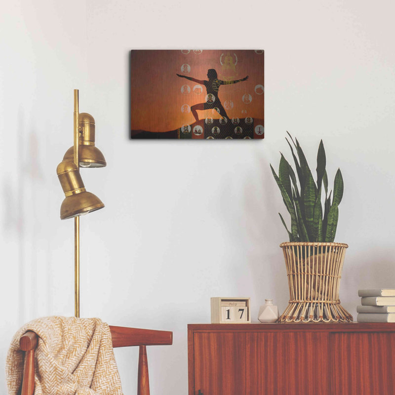 Red Barrel Studio® «Sunrise Yoga Meditation» par Elena Ray, art mural en métal, H 16 po x l 24 po