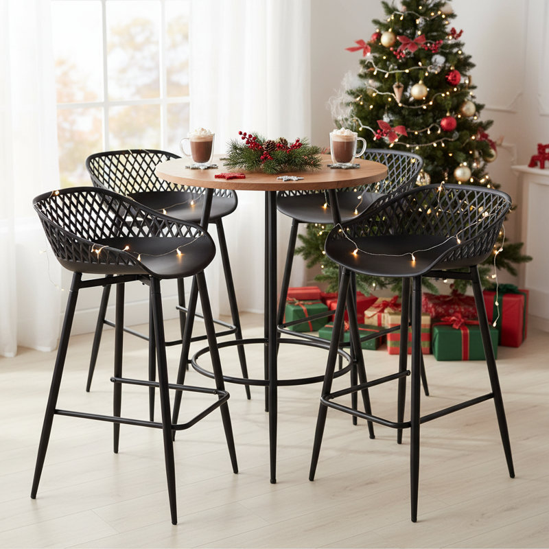 Counter Stool with Metal Frame, Black