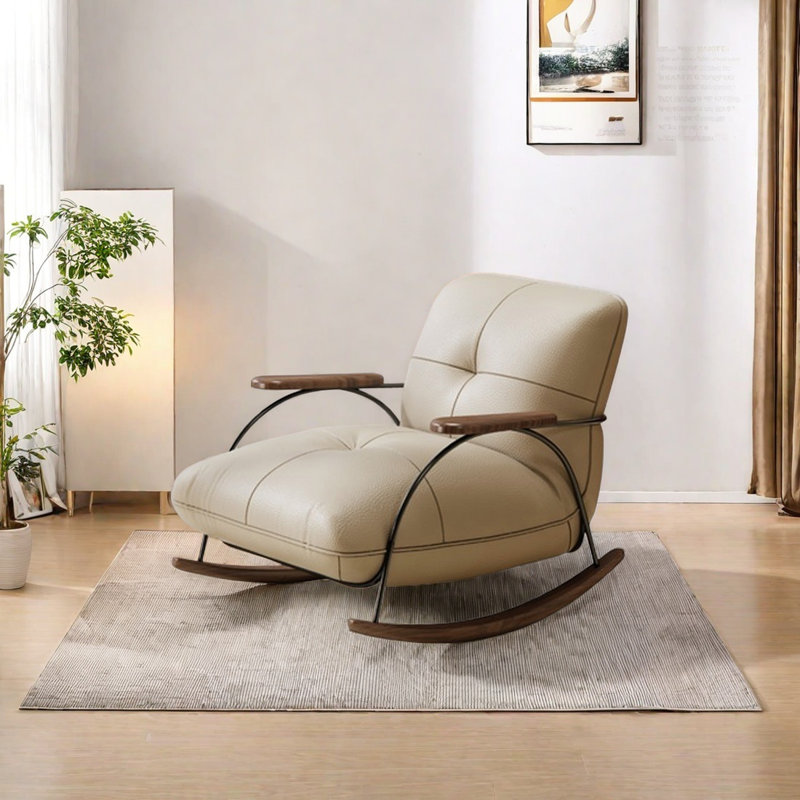 Chaise en similicuir de qualité supérieure noyer, Blanc cassé / blanc