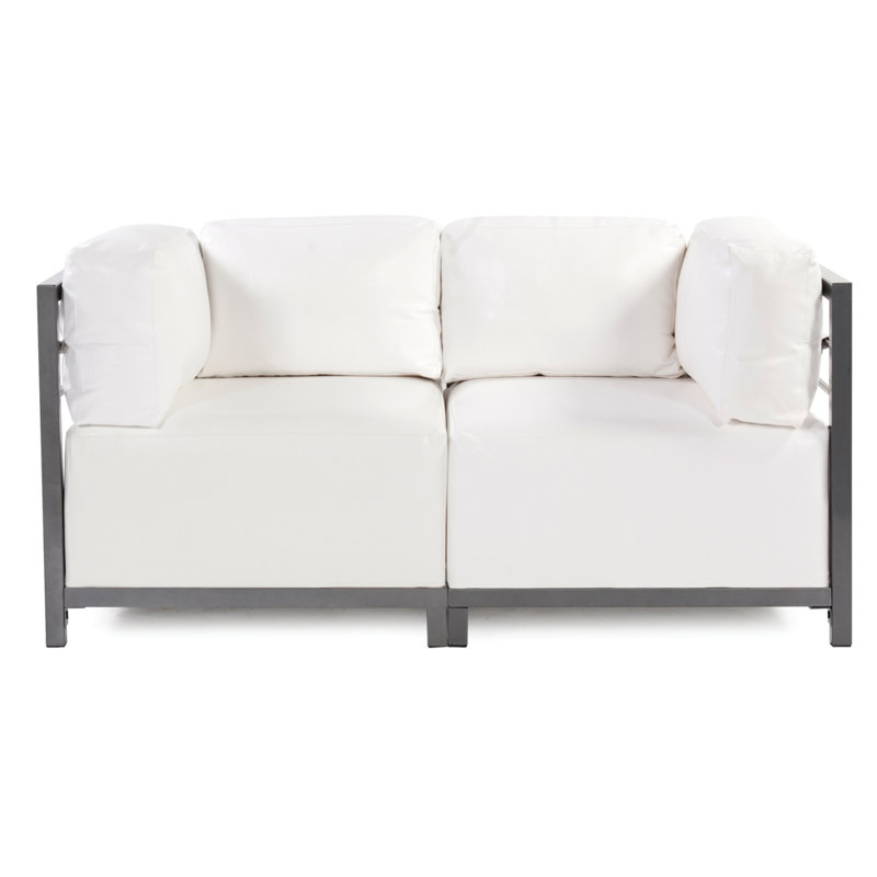 Woodsen 65'' Upholstered Loveseat, Titanium, 30" H x 65" W x 65" D,  Black Faux Leather