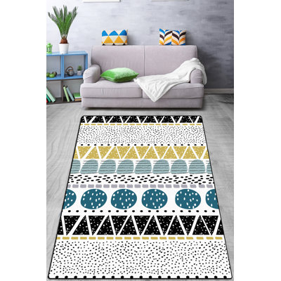 Antibacterial Washable Area Rug, 100% Polyester with Non-Slip Felt Dot Underside | Pile Height: 0.16 in, Total Thickness: 0.39 in | Perfect for Living Room, Bedroom, & Home Decor, Machine Washable