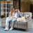 Emroy 3 - Person Wicker/Rattan Outdoor Sofa Seating Group with Lighted Coffee Table and Cushions, All Weather High Back Conversation Set for Garden Backyard-111806531