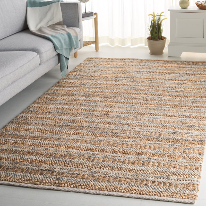 Kharley Hand Woven Wool/Jute/Cotton Striped Rug in Brown, Rectangle 5' x 8'