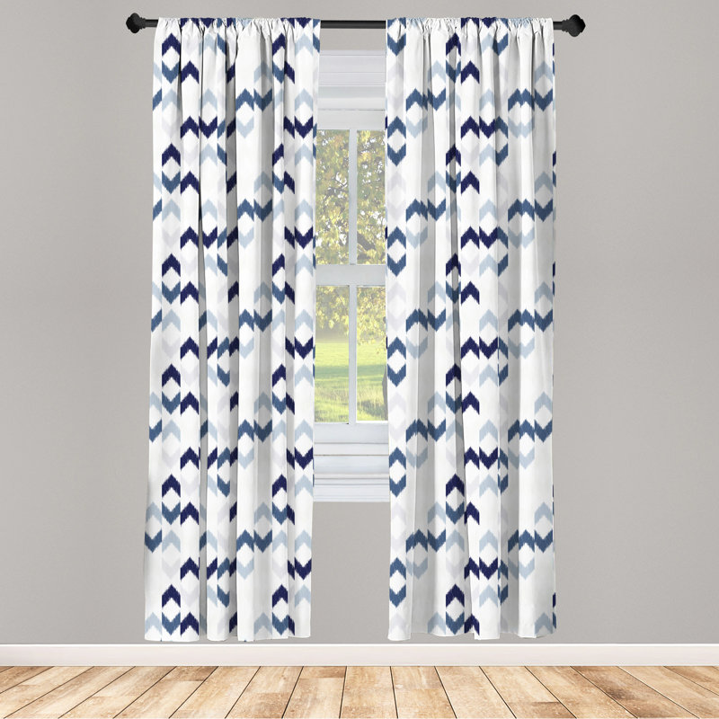 Zigzag Ikat Semi-Sheer Rod Pocket Curtain Panels, 28" x 84"
