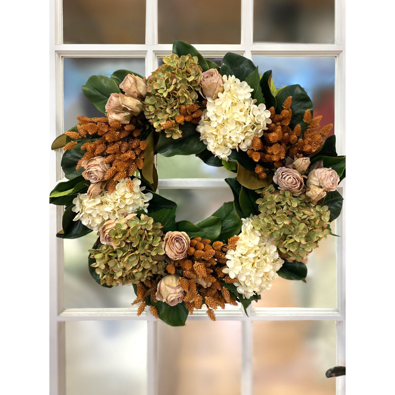 26" Thistle and Hydrangea Wreath