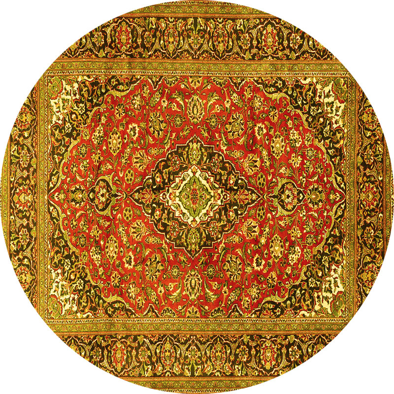 Tapis traditionnels jaunes 1171, Rond 6 pi
