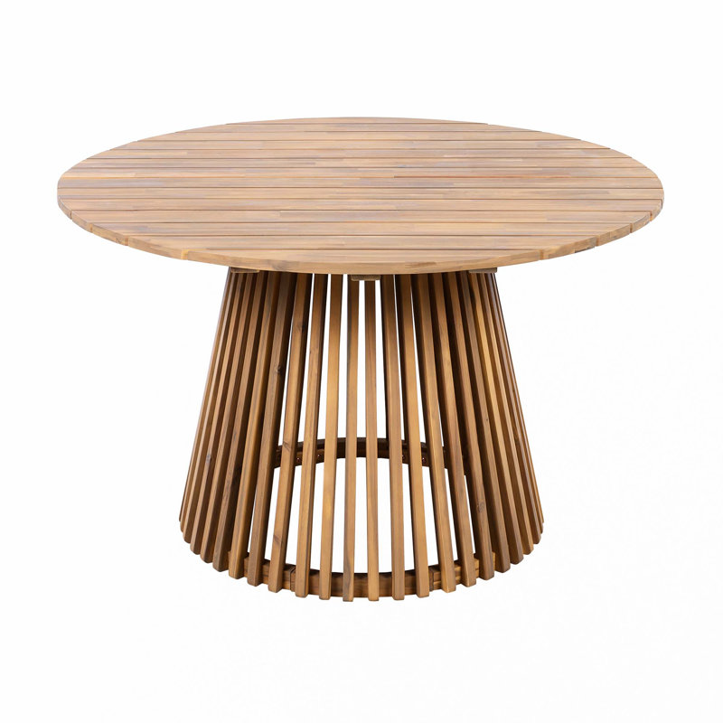 Table de salle à manger d'extérieur en bois d'acacia pour le patio (table incluse seulement), Teck clair