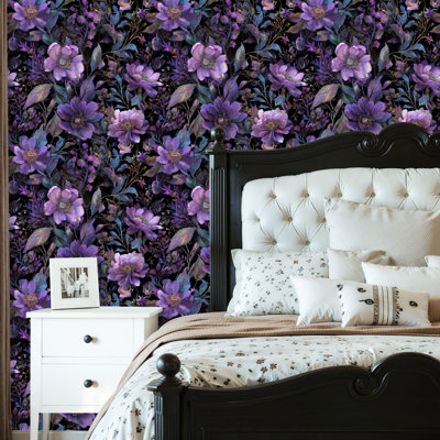 Papier peint auto-adhésif à motif floral bijou auto-adhésif et amovible 24 po x 118 po (60 x 300 cm)