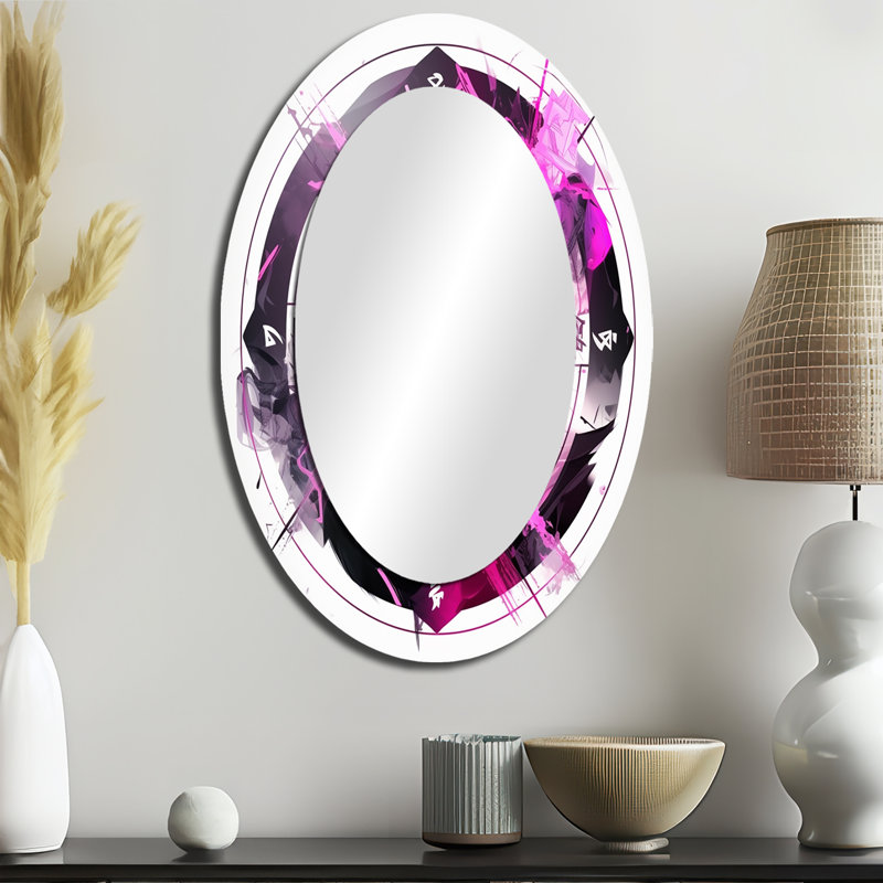 Troisième œil, symbole de chakra mauve I - décoration murale ovale rose, 36 po x 24 po