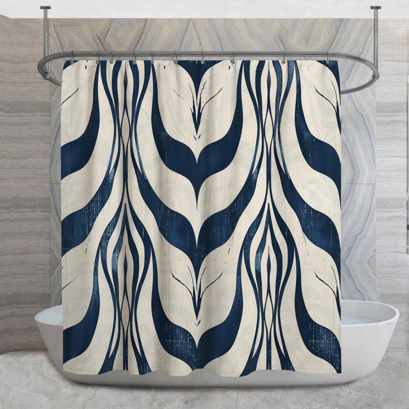 Rideau de douche à motif coulissant - Motif moderne pour salle de bain, H 83 po x l 70 po