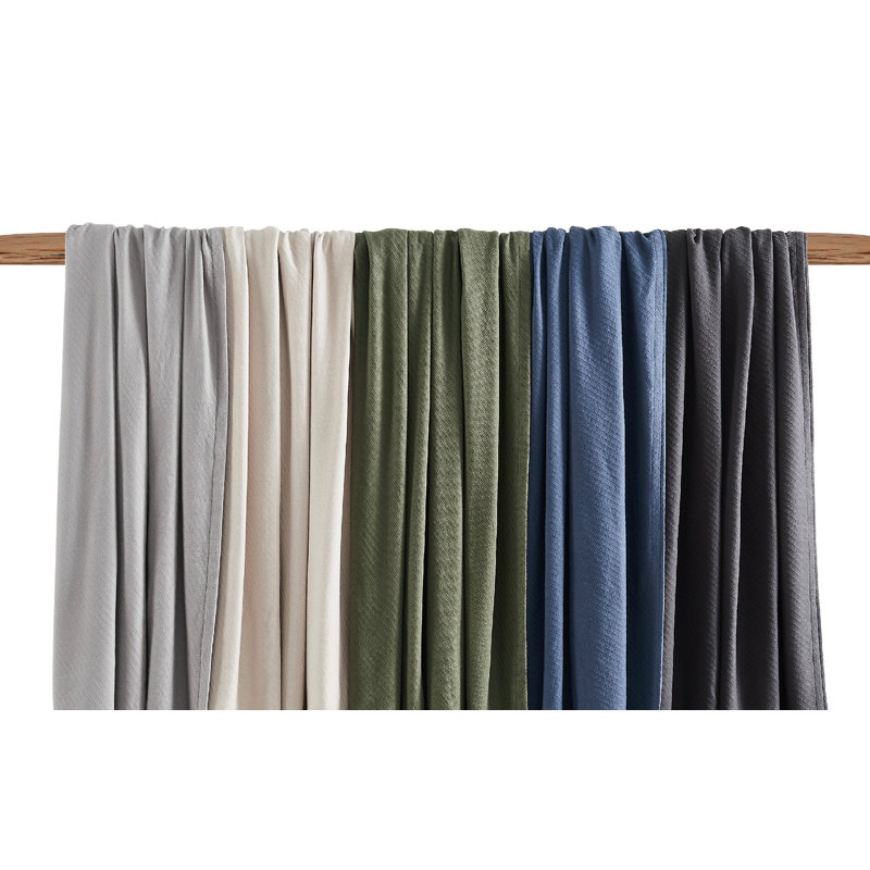 Beige Cotton Woven King Blanket with Machine Washable Fabric