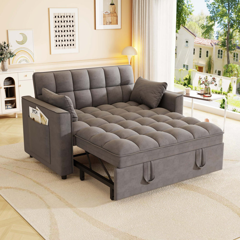 Modern Velvet Convertible Sleeper Sofa with Pull Out Bed, Ideal for Small Spaces and Multifunctional Use in Living Rooms or Apartments