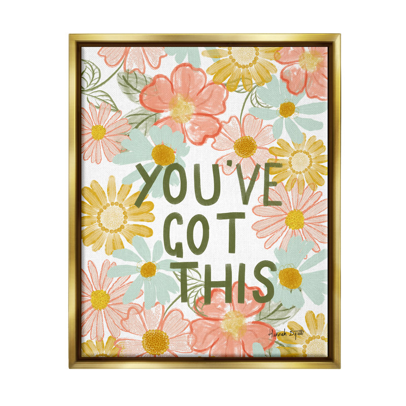 Jaqua «You Got Got This Floral» par Hannah Byatt, Cadre flottant métallique doré, H 21 po x l 17 po x P 1,7 po