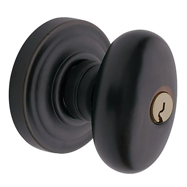 Egg  Keyed Entry Door Knob Set with Classic Rosette, Oil Rubbed Bronze