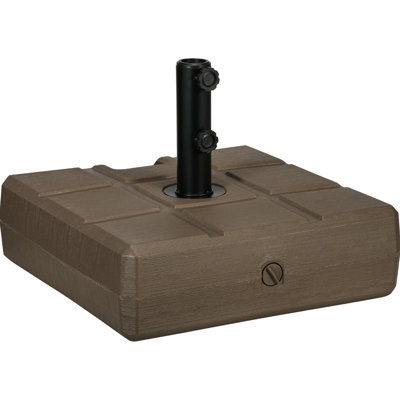 Heavy Duty Square Patio Umbrella Base, 88 Lbs Fillable, 1.25", 1.5", 2" Pole Compatible, Steel Holder, Cozy, Brown Fillable Stand, Lbs, Square, Versatile, Outdoor