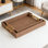Set Of 2 Faux Shagreen Leather Serving Trays With Gold Metal Handles, Modern Rectangular Decorative Ottoman And Coffee Table Trays For Home Decor, Kitchen, And Organizing