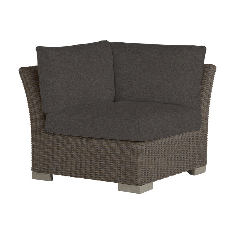 Club Woven Patio Lounge Chair with Cushions, Welt, Black Walnut, Verona Fossil