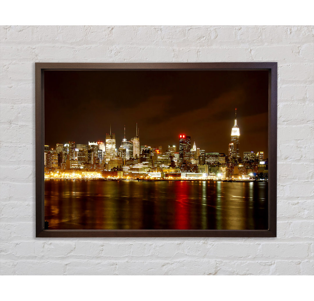 New York City Night Reflections - Einzelbildrahmen Kunstdrucke auf Leinwand