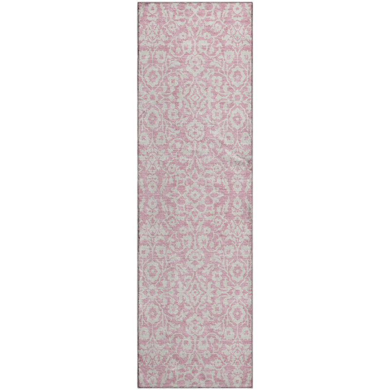 Premium Machine Washable Prisco Pink Rug, Runner 2'3" x 7'6"