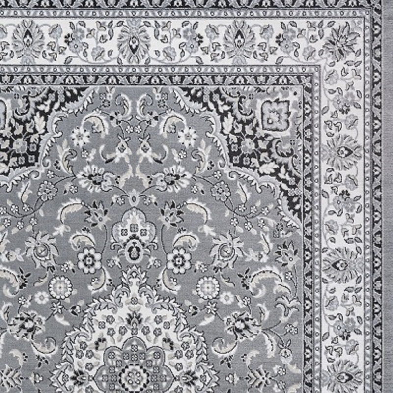 Arignote Modern Persian Floral Gray/Cream Rug, Rectangle 3' x 5'