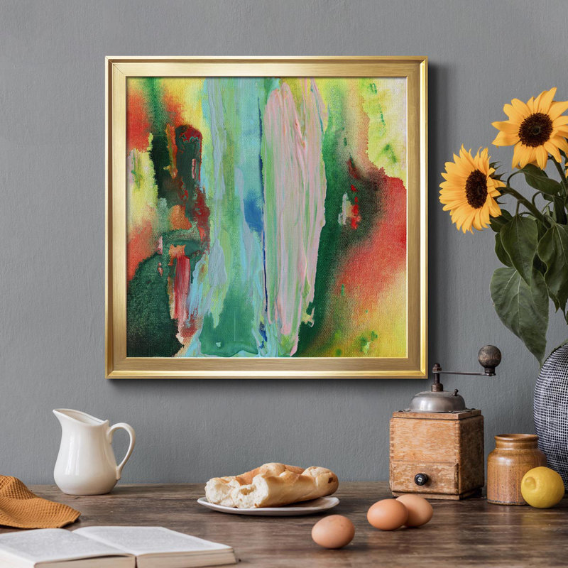 Long Lake II - peinture sur toile encadrée, Cadre doré, H 34,5 po x l 34,5 po x P 1,5 po